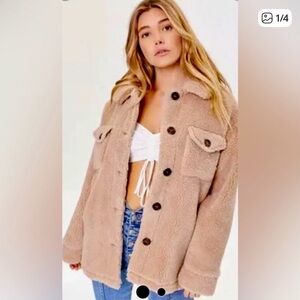 Forever 21 Tan Button Front Teddy Jacket size L